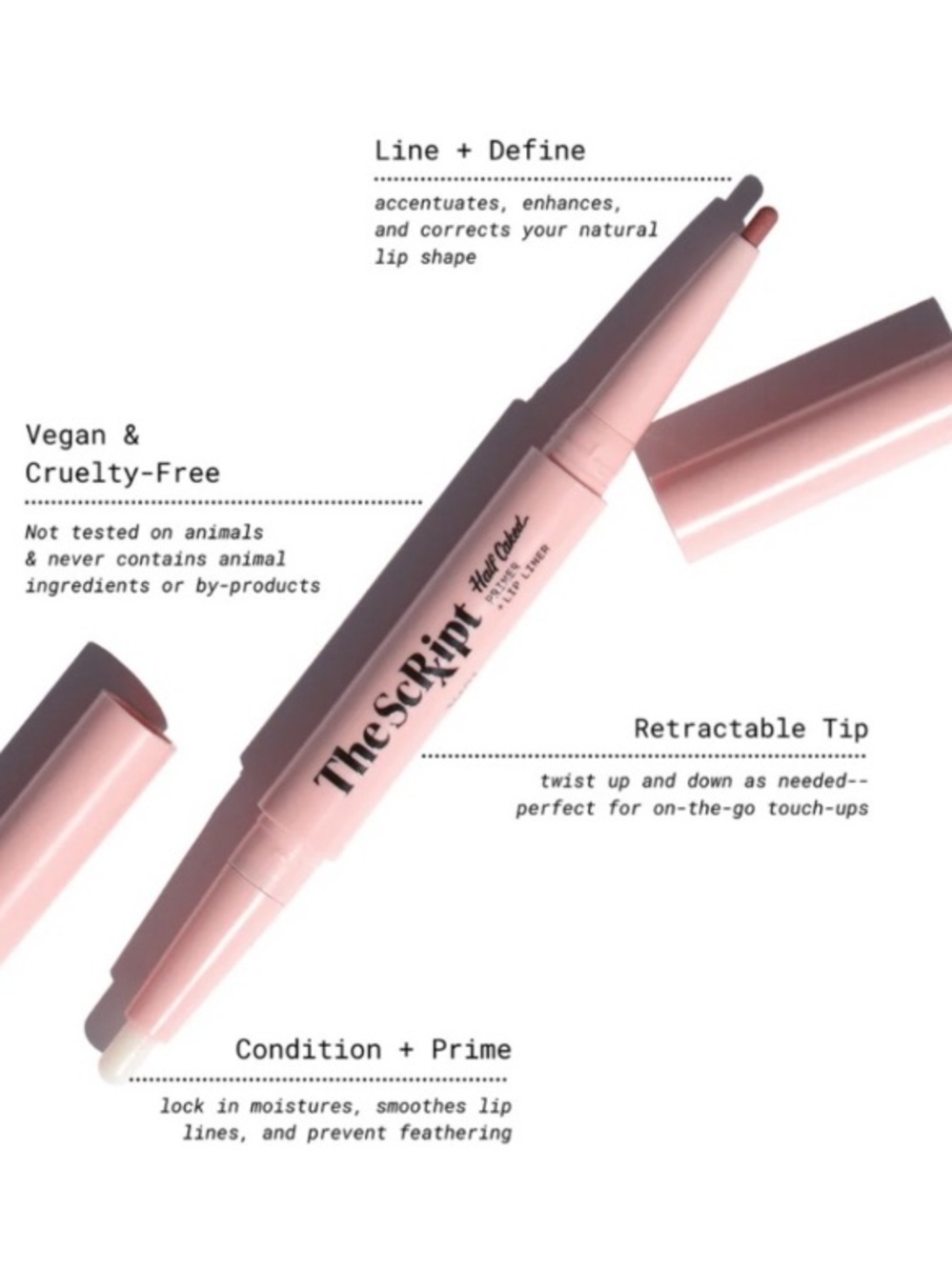 HALF CAKED The Script Lip Primer & Lip Liner in Half Life (Nude Pink ) NEW! - Picture 5 of 11